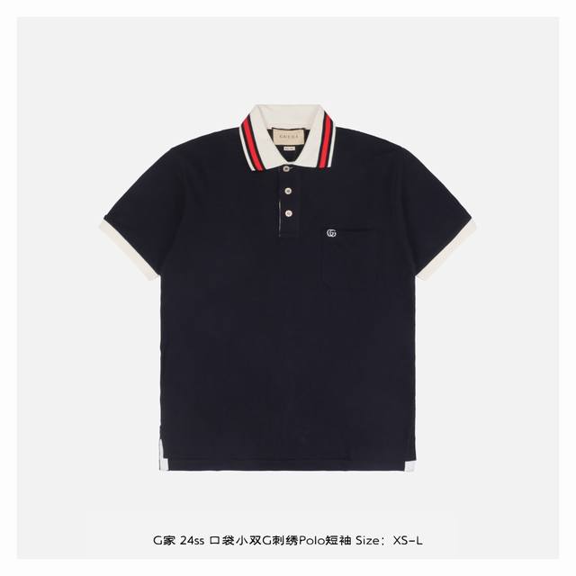 gucci 古驰 24Ss 口袋小双G刺绣polo短袖 纯棉珠地棉面料经典款polo衫 经典系列 图案装饰让商务休闲风增添了经典的色彩 整体高级简单大方 面料有