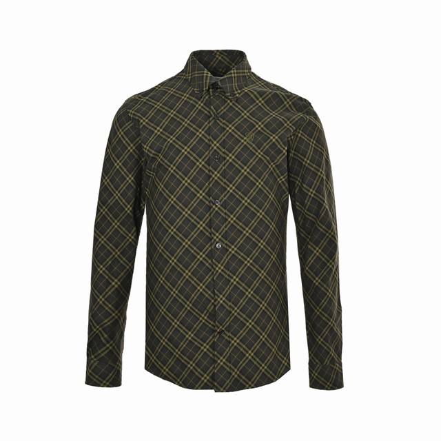 burberry 巴宝莉 25Ss 盾牌刺绣斜格纹衬衫 意大利精纺面料 能够确保纱线的均匀度和细腻度使得面料的手感更加柔软舒适 这些后整理工艺不仅提高了面料的耐