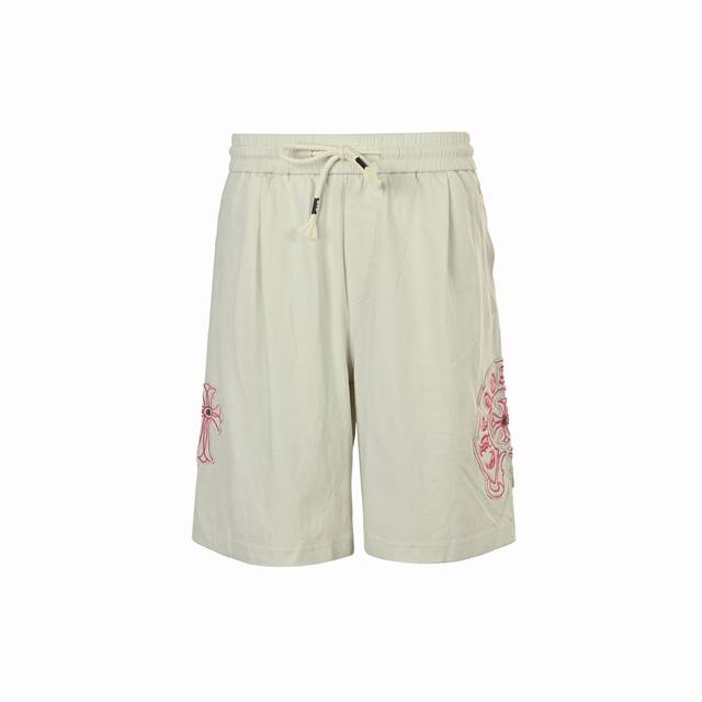 chrome Hearts 克罗心 25Ss 贴布马蹄十字咖刺绣水洗短裤 短裤起飞 超帅的男神裤 380G针织全棉重磅炒洗面料 版型超级赞 反复水洗不变形 炒洗
