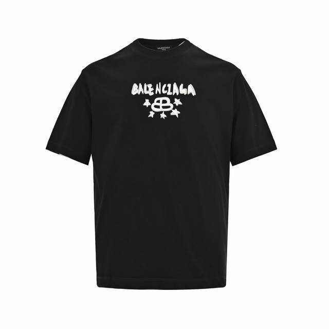 balenciaga 巴黎世家 24Ss 双B涂鸦字母印花短袖 印花材料采用安全环保无毒婴儿认证的发泡材料 印花轮廓清晰干净 有康丽机器出来的质感 如果衣服要清