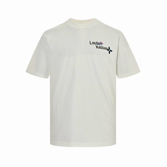 louis Vuitton 路易威登 24Ss 花朵字母刺绣短袖 原版1:1针织纯棉280克重面料 同色定制色织色染高密度螺纹 采用进口田岛高密度重工刺绣机绣花