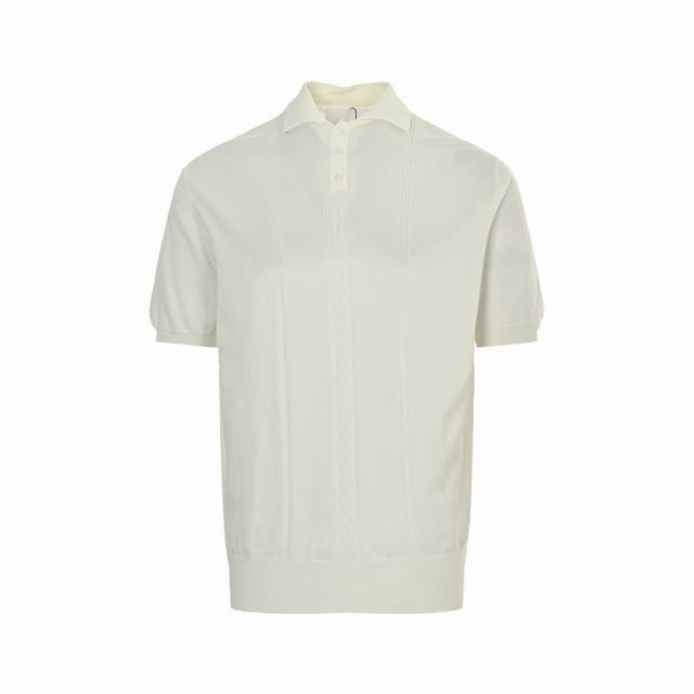 prada 普拉达 25Ss 条纹绞花针织polo短袖 采用定制开模进口机器专机 辅料均开磨定制 定制定染羊绒混纺纱线 版型大 宽松有型 区别低版本瘦长版型上身