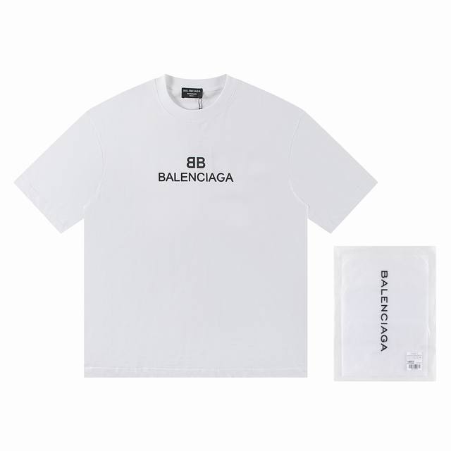 高版本Balenciaga 巴黎世家 喷墨字母印花短袖T恤 印花采用环保进口材料印花 字母清晰 效果立体整体效果简约大方 定织巴黎新面料 G 同缸定染螺纹零色差