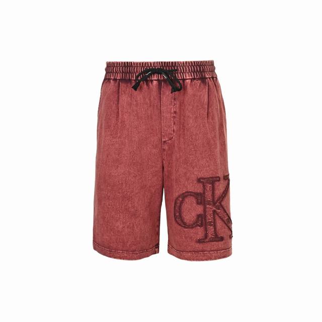 calvin Klein Ck 25Ss 刺绣大字母Logo水洗短裤 ck美式重工炒洗做旧高街短裤起飞 超帅的男神裤 380G针织全棉重磅炒洗面料 版型超级赞