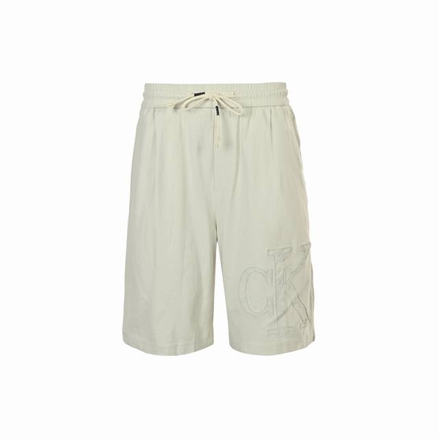 calvin Klein Ck 25Ss 刺绣大字母Logo水洗短裤 ck美式重工炒洗做旧高街短裤起飞 超帅的男神裤 380G针织全棉重磅炒洗面料 版型超级赞