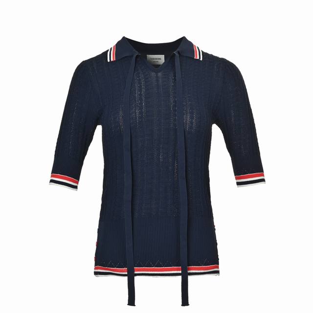 thom Browne 汤姆布朗 针织系带polo 短袖 原版定制面料 辅料 size:1-3