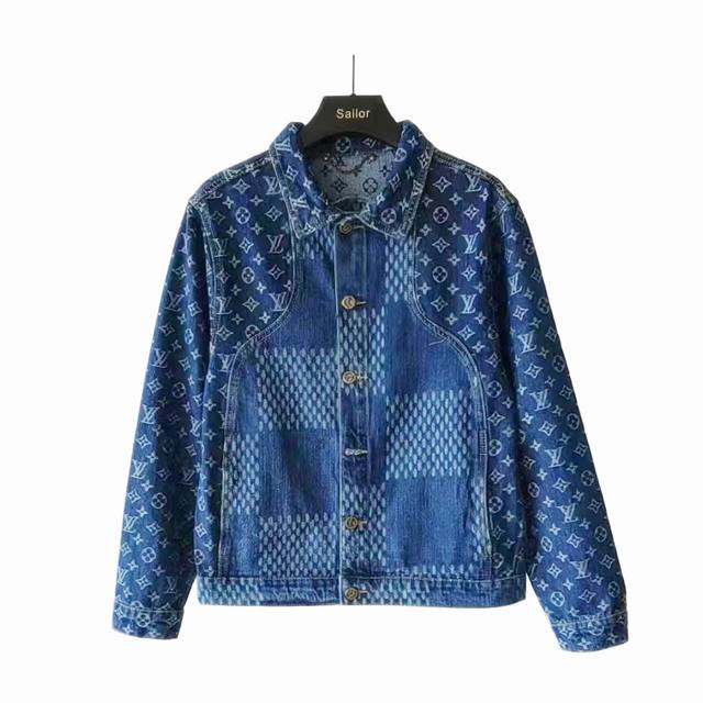 实拍细节图+尺码表 louis Vuitton Lv Nigo Human Virgil 联名款老花拼接格子水洗牛仔外套夹克 - 情侣款 男女均可完美驾驭 -