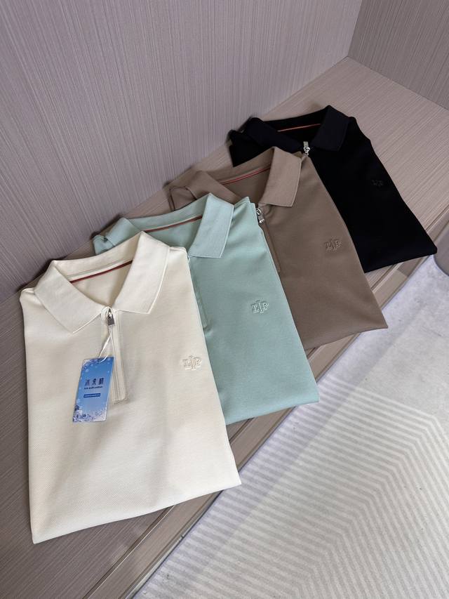 Lp家25Ss早春新款起脚色织polo 原版定制 进口纱线色染半拉链领口设计 时尚百搭 4色款 颜色 黑色 薄荷绿 棕 浅杏色 码数48-56