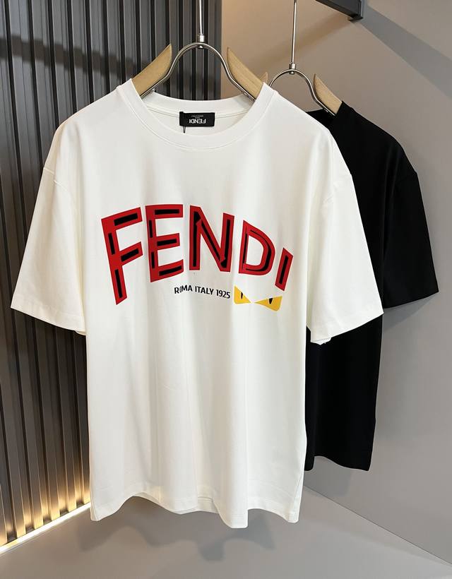Fen*I 芬*迪2025春夏新款Fd家族Ff男女同款短袖T恤 男女同款百搭极简短袖 意大利原厂订单 Fd家族人气单品 简约纯色系打造 Fd家族经久不衰的标志性