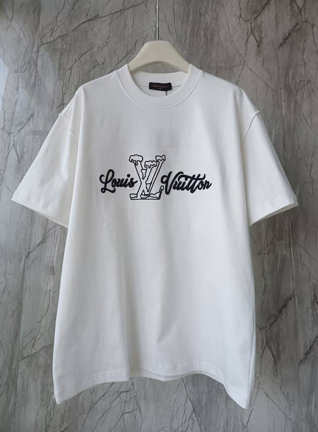 LV 驴家重工刺绣纯棉白色短袖T恤 男女同款 Over Size Xs~L