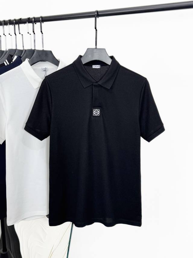 新品 Loewe罗意威25Ss春夏新款顶级网眼珠地棉布基础翻领短Tee 男士经典马蹄扣条纹提花翻领商务休闲短袖polo衫 贸易公司渠道稀出 同步官网发售 代购价
