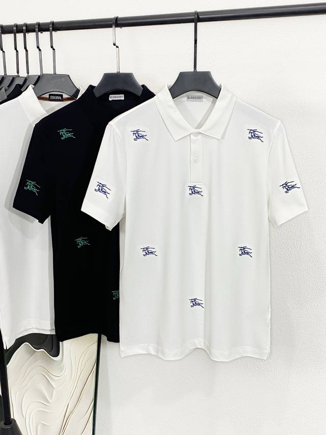 新品 Bu25Ss春夏新款顶级网眼珠地棉布翻领短Tee 男士满身经典战马刺绣商务休闲短袖polo衫 贸易公司渠道稀出 炎炎夏日来临之际 你是否在寻找一款既舒适又