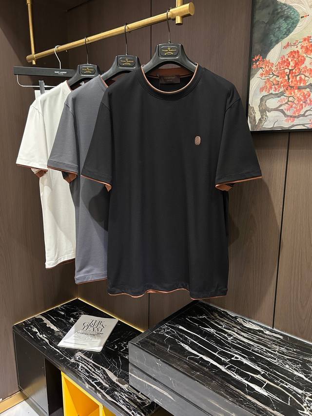 Zz 25夏季男士圆领假两件短袖 码数M-3Xl
