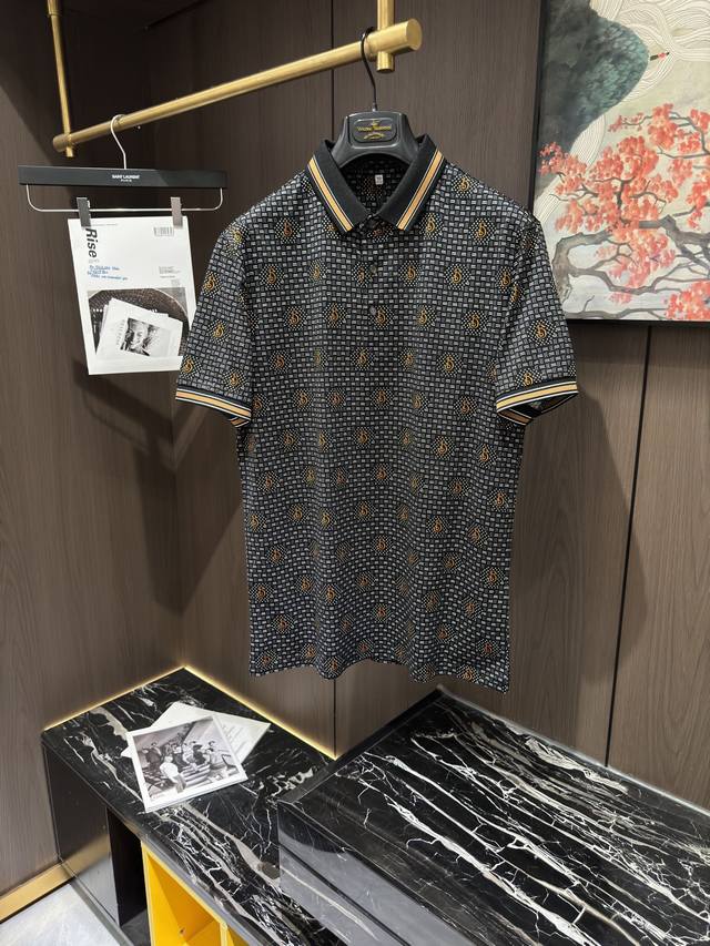 bur25S春夏新款休闲翻领短袖polo 丝光 码数M-3Xl