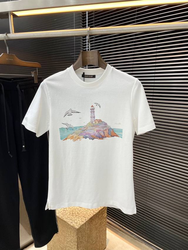 Cavalli- 卡瓦利 系列 Vip高级定制 2025春夏季新款短袖 百搭款式 任何人都可以轻松驾驭 面料全订制 高定一等品100%全棉面料 面料手感柔软 上