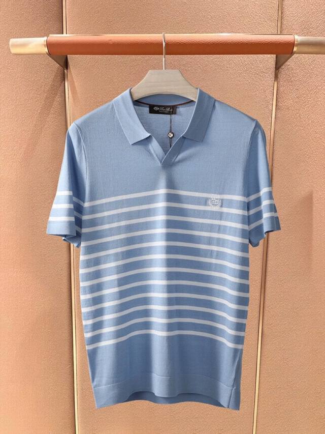 Loro piana 诺悠翩雅Lp Ss25春夏男装短袖翻领T恤polo衫 Lp超级爆款推荐 夏季新品男装系列爆款条纹翻领针织衫 定织90%棉10%丝质地 作为