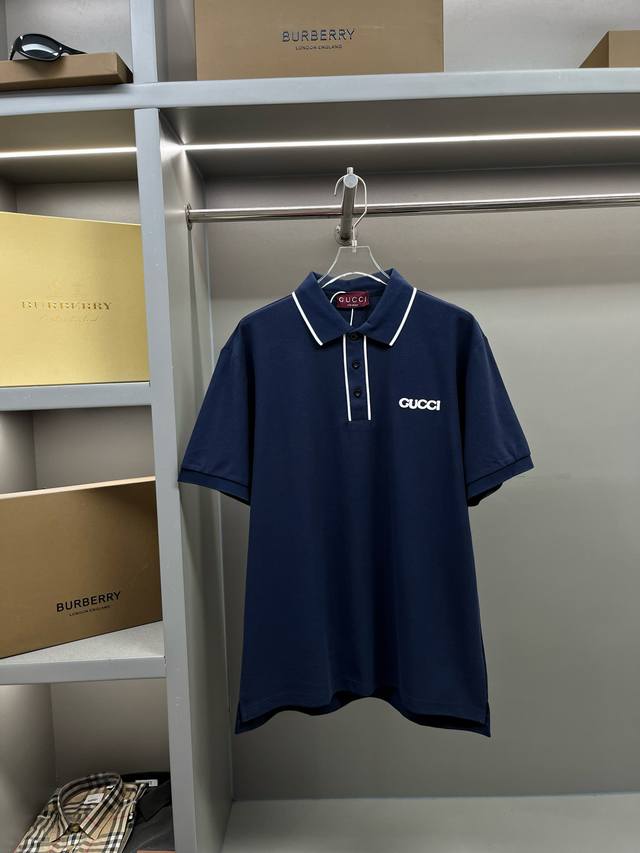 Gucci 古驰 字母刺绣新款polo衫 原版面料 官方同款 采用210克纯棉珠地面料 定制 同缸染面料 手感非常舒服爽滑 版型挺阔有型 一线品牌代工厂p出品