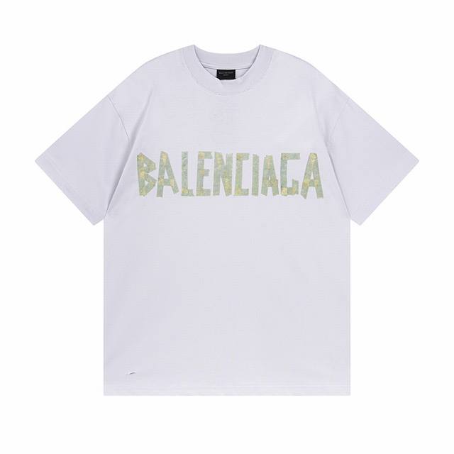 细节图 顶级版本.官网品质 #Balenciga巴黎##巴黎24Ss胶带系列印花水洗做旧短袖#官方原版一比一完美复刻 面料采用260G巴黎专用双纱高克重1比1双