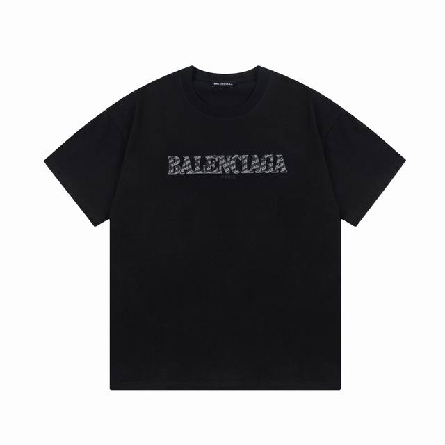 Balenciaga 巴黎世家 2025新款 雷瑟胶印字母Logo 男女同款 短袖T恤 定制270克100 双纱纯棉面料 定染32支双股螺纹 领标吊牌主唛三标齐