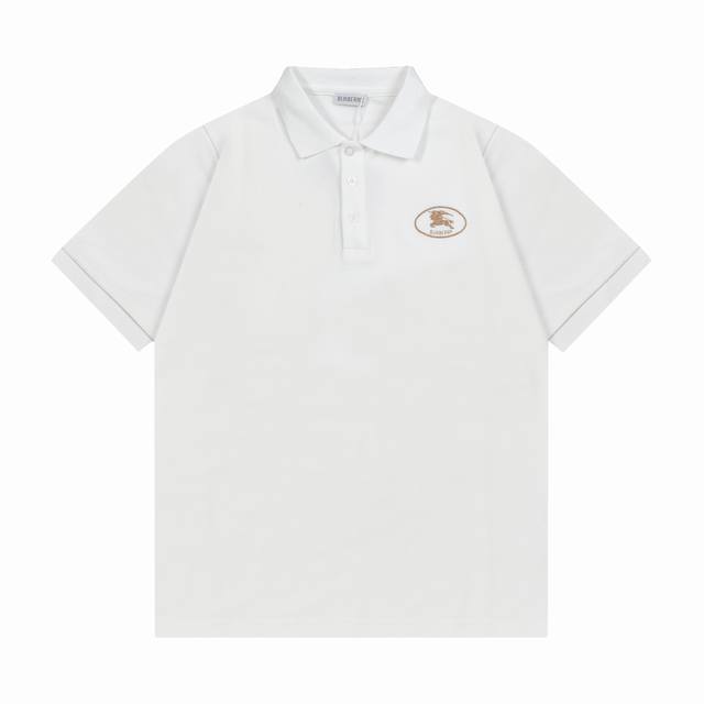 burberry 巴宝莉 2025新款 刺绣战马麦穗Logo 男女同款 休闲polo衫 定制珠地面料 进口田岛机刺绣工艺 领标吊牌主唛三标齐全 颜色 白色 尺码