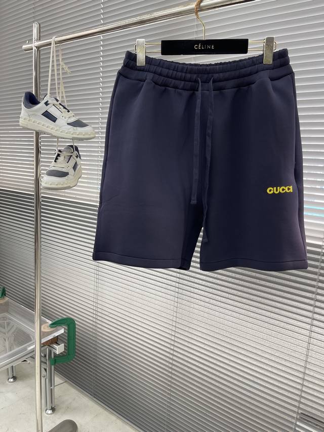 Gucc 25Ss新款Logo贴饰松紧腰针织休闲短裤 码数 S.M.L.Xl 裤长