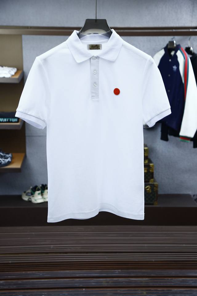 新品爱马仕- Ss夏季新品 男士胸前经典徽标刺绣珠地网眼商务休闲短袖polo衫 香港洋行渠道货 重磅高端级臻品 完美沿袭了prada家的精髓与基因 胸前衣身同色