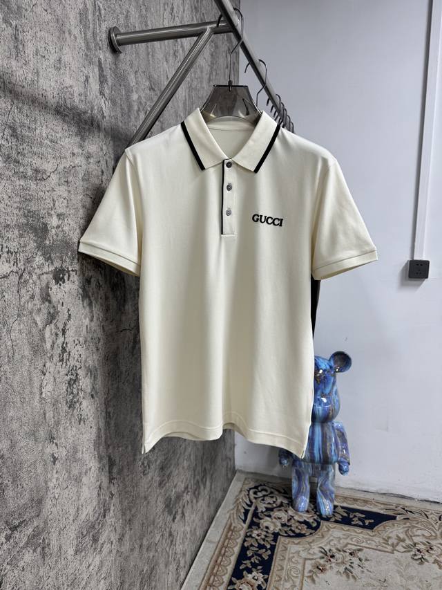 上新 25Ss G家 早春新款起脚中珠面料 polo 原版定制 进口纱线色染 经典百搭 码数48-56