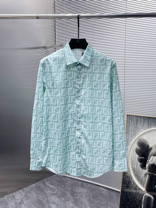 芬迪 Fendi 2025Ss新款男士长袖 衬衫 衬衣 高端版本 专柜定制面料 透气舒适度高 细节无可挑剔 品牌元素设计理念 体现高品质 手感细腻柔软 呈现休闲