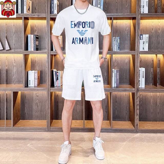 直 品牌 Armani阿玛尼 2025新款男士短袖短裤套装 官网同步销售 市面高端版本 手感细腻柔软 让你穿着更加舒适 立体裁剪版型超赞 尺码:M-5Xl 下单