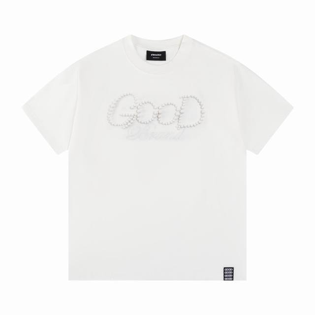 钉珠工艺 请勿机洗 新款钢珠版本 Goodbrand Love Is Good珍珠标语短袖T恤 情侣同款 颜色 白色 码数 S M L Xl