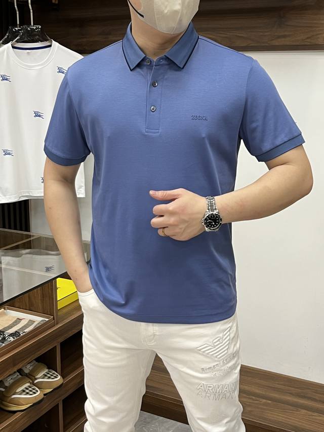 Zegna 杰尼亚-2540Ss开春新款 时尚大爆款翻领T恤 休闲时尚外穿 内搭必备款 舒适好看上身可见 定制进口高端丝光面料 手感细腻丝滑有质感 上身舒适透气