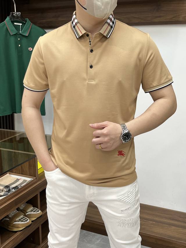 Burberry 巴宝莉-2540Ss开春新款 时尚大爆款翻领T恤 休闲时尚外穿 内搭必备款 舒适好看上身可见 定制进口高端丝光面料 手感细腻丝滑有质感 上身舒