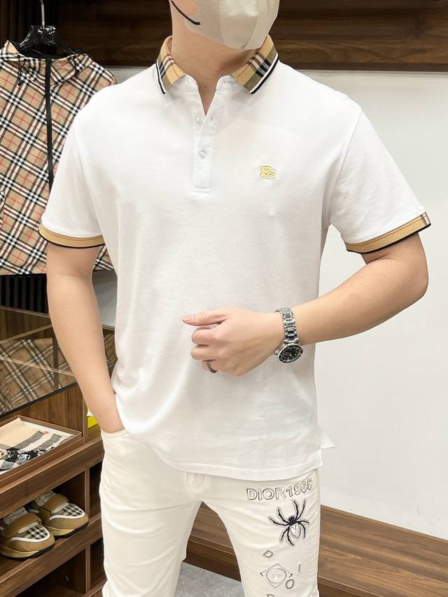 Burberry 巴宝莉-2540Ss开春新款 专柜时尚大爆款翻领T恤 休闲时尚外穿 内搭必备款 舒适好看上身可见 定制进口高端丝光面料 手感细腻丝滑有质感 上