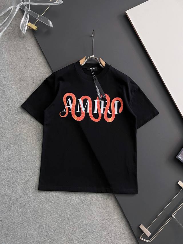 Amiri* 2025Ss爆款310G纯棉双纱爆款现货四季系列短袖 简约基础衣橱神器 休闲百搭必备款 做工走线质感一流 两色推荐 白色 黑色 独家版型测试上身无