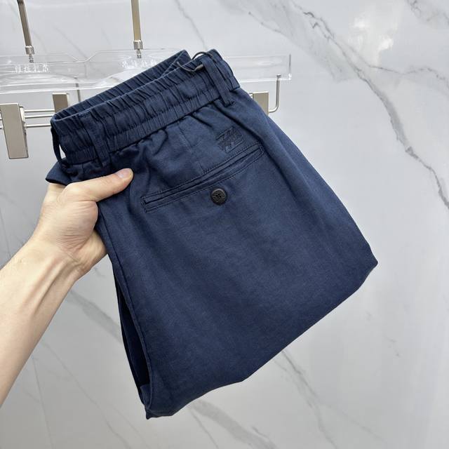 Zegna*杰尼亚 2540春夏新品系带休闲裤 官网同步发售 裤身工艺设计 定制亚麻面料 进口客供辅料 代工厂p出品免检 每个细节做到极致 原版五金配件 潮范十