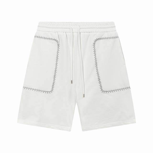 loewe 罗意威 曲线 口袋Logo标识刺绣 后袋拼皮 五分裤 高品质纯棉 面料 特别手感 超级质感 舒适柔软透气 休闲宽松版型 潮流男女同款 短裤 颜色 白