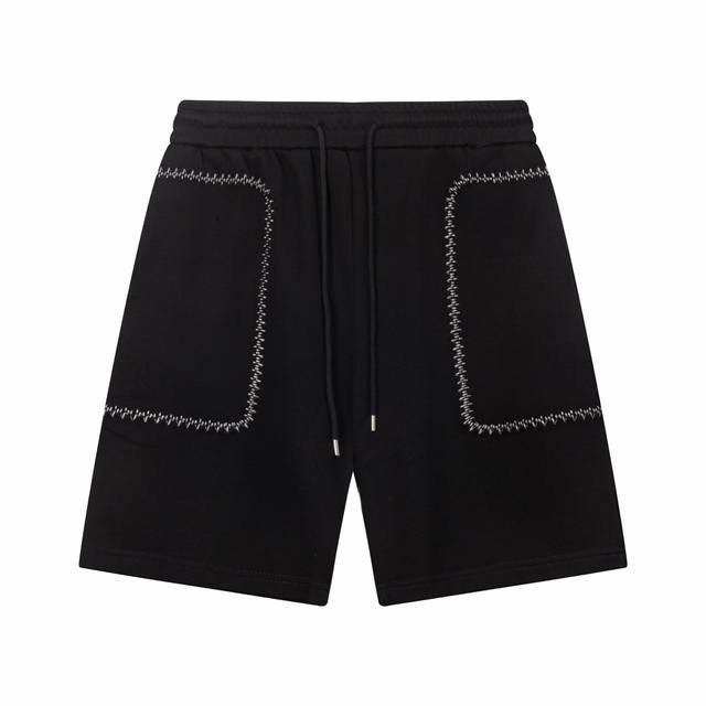 loewe 罗意威 曲线 口袋Logo标识刺绣 后袋拼皮 五分裤 高品质纯棉 面料 特别手感 超级质感 舒适柔软透气 休闲宽松版型 潮流男女同款 短裤 颜色 黑
