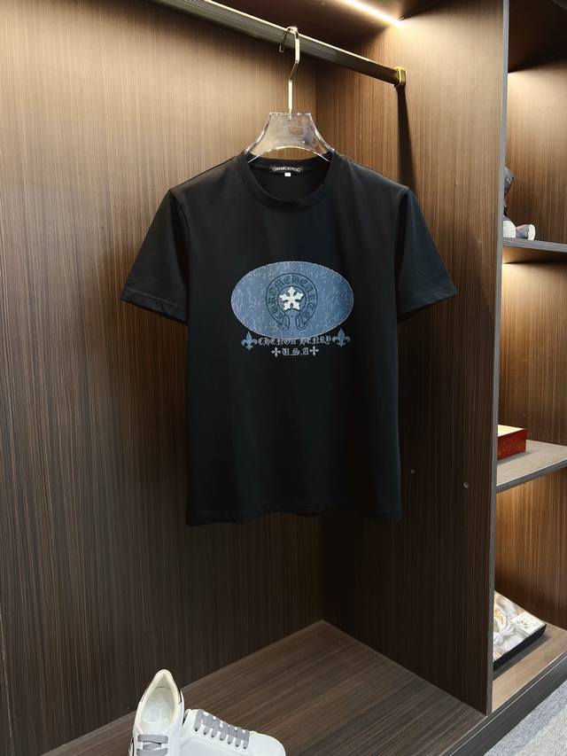 克罗心 2025Ss春夏高品质丝光棉短袖T恤 M-6Xl可穿至230斤 顶级原单品质 当下最新工艺要求 顶级订单要求车线做工 超级好搭配 顶级定制 搭配整件细节