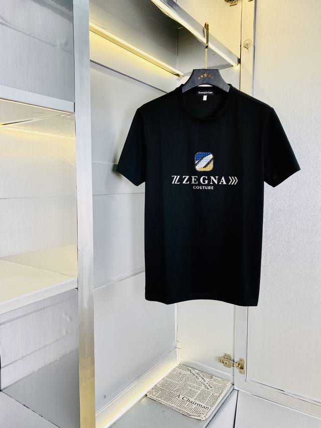 穿240斤 胖子福音 情侣款 码数 M-6Xl 杰尼亚Zegna 原单品质 2025最新款 圆领短袖T恤衣服 精选专柜订制顶级双丝光棉进口面料 所有细节做工完美