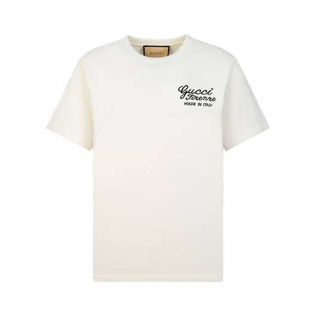 gucci 古驰 春夏新款T恤刺绣Logo 短袖男女同款 颜色米白色 黑色 尺码Xs.S.M.L