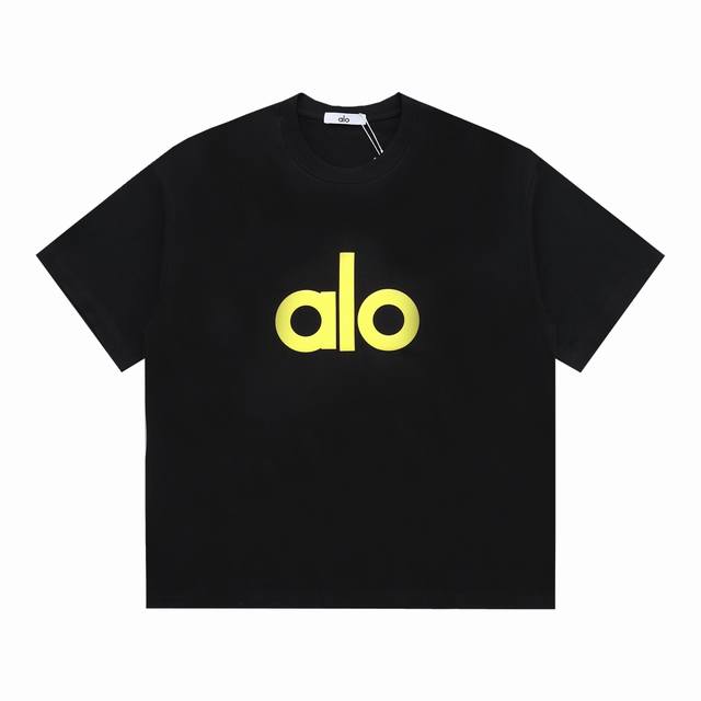 alo字母立体发泡印花 270克棉质圆领短袖T恤 黑白两色 尺码S.M.L.Xl