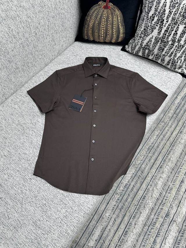 Zegna 25Ss新款纯色单排扣短袖衬衫 高版本 码数 S.M.L.Xl.Xxl.