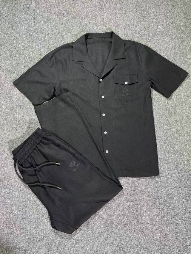 上衣 长裤 新品 Lp麻料套装衣服Ly681402025长裤Ly681402025 25Ss春夏新品套装polo短袖+卫裤进口棉麻面料 内里包边走线均匀细致 密