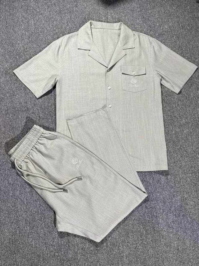 上衣 长裤 新品 Lp麻料套装衣服Ly681402025长裤Ly681402025 25Ss春夏新品套装polo短袖+卫裤进口棉麻面料 内里包边走线均匀细致 密
