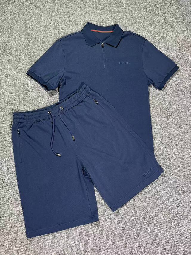 短袖 短裤 新品Gucci套装短袖Ly681302025 短裤Ly681302025夏季新品 男士胸前经典徽标刺绣珠地网眼商务休闲短袖polo衫 香港洋行渠道货