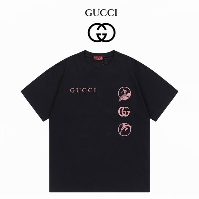 Gucci古驰 2025新款 280克双纱短袖 黑色 Xs-L