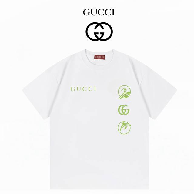 Gucci古驰 2025新款 280克双纱短袖 白色 Xs-L
