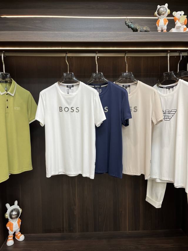 主推 Boss 独家专供春季新款Boss时尚休闲短袖 高级密针短袖高端欧版原单圆领T恤衫 透气舒适度高 细节无可挑剔 品牌元素设计理念 体现高品质 呈现休闲裁剪