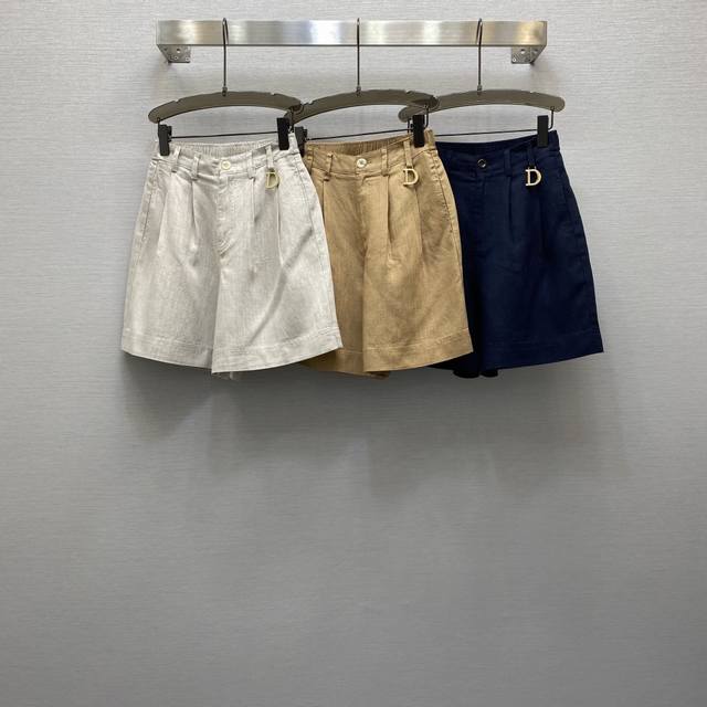 di*25Ss 气质高腰金属扣点缀4分短裤 高级面料 颜色:图片3色 面料 亚麻面料 Smlxl