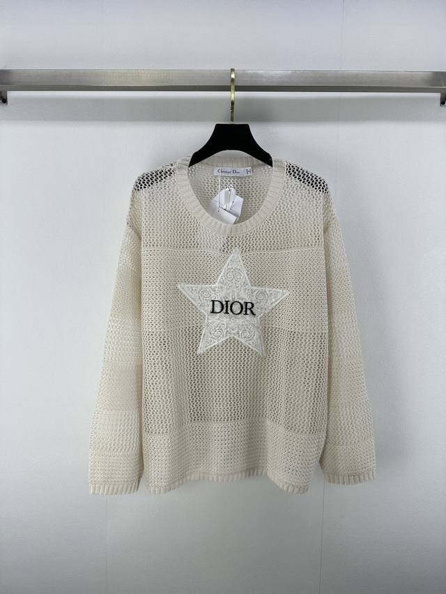 dio*上新细节 25 春夏新款针织五角星防晒长袖 经典幸运星字母Logo刺绣装饰 高级时髦百搭 2色3码Sml p